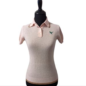 Coach Woman's Rexy Trex Pink Cashmere Pullover Polo Style Sweater Size XS